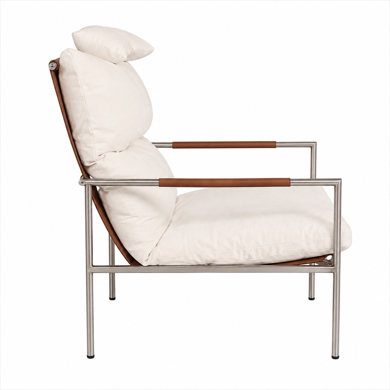 Modern Leather & Metal Lounge Chair